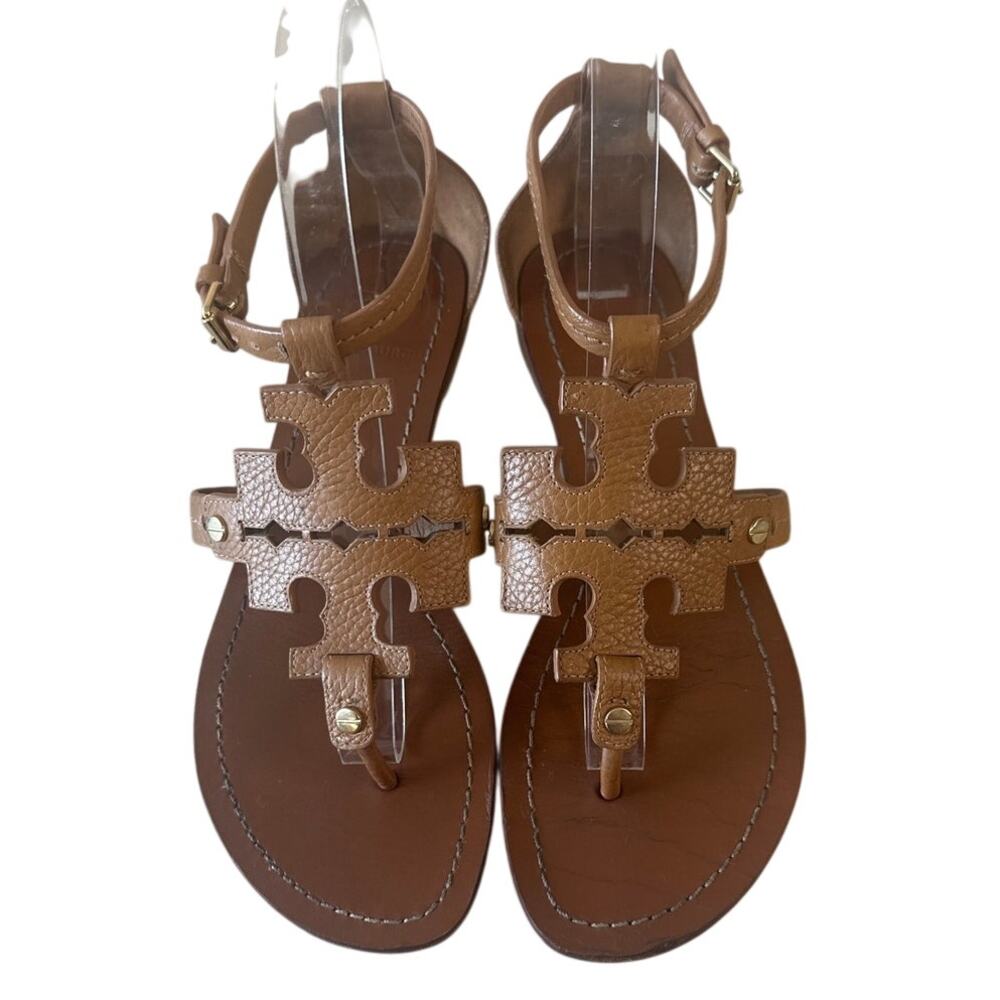 Tory Burch Phoebe Brown Logo Thong Sandals 7.5